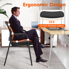 CLATINA Stacking Chairs Set of 4, Stackable Waiting Room Chairs No Wheels with Armrest, Ergonomic Mesh Office Reception Guest Chair for Home Conference Lobby Church School Meeting Training, Black