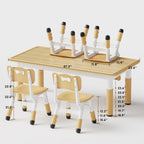 Brelley Kids Table and 4 Chairs Set, Height Adjustable Toddler Table and Chair Set, Graffiti Desktop, Non-Slip Legs, Max 300lbs, Children Multi-Activity Table for Ages 2-8