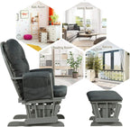 Nursery Rocking Chairs Nursery Glider Rocking Chair Wood Baby Rocker with Ottoman Cushion Upholstered Nursing Chair with Padded Arms (Gray)