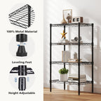 DUMOS 4-Tier Metal Wire Storage Shelves, Adjustable Standing Storage Rack Shelf, Heavy Duty Steel Shelving Unit Organizers for Kitchen Bathroom Pantry Garage, 23.3" Wx13.4 Dx47 H, Black