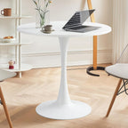 3-Pieces 24" Small Round Dining Table and Dininig Chair Set for 2,MDF Table Top and Heavy Metal Base Leg for Dining Room Apartment Small Space,Boucle Fabric, White