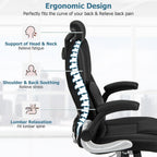 COSTWAY Executive 3D Massage Office Chair, Faux Leather Computer Desk Chair w/Adjustable Headrest & Lumbar Support, High Back Home Office Chair with Flip-up Armrests, Remote Control, Black