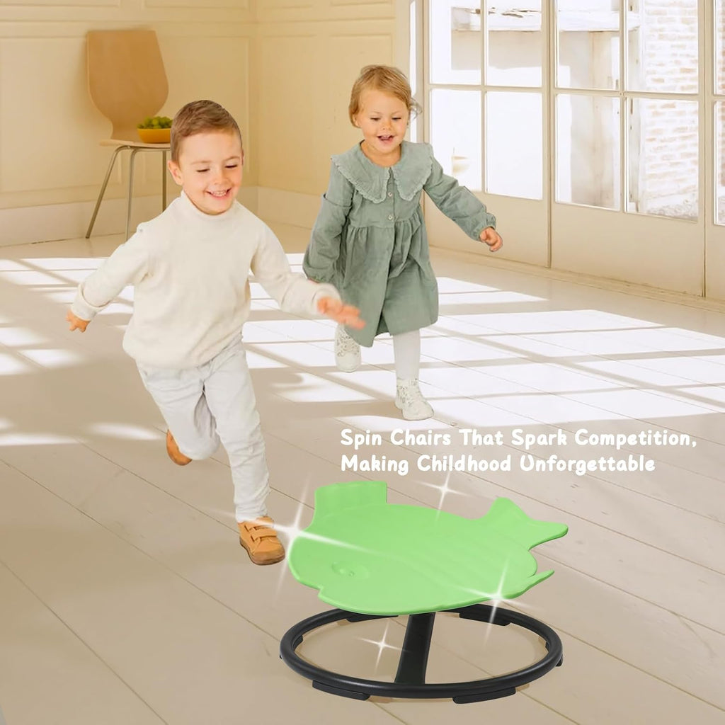 Sensory Spinning Chair for Kids with Autism & ADHD, Swivel Chair for Indoor/Outdoor Use, Sit and Spin Toys, Fish-Shaped Sensory Chairs for Autistic Children, Training Body Coordination (Light Green)