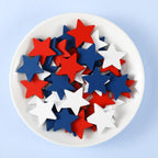 Bucherry 45 Pcs 4th of July Wooden Stars Decorations Patriotic Red White Blue Star 250 Anniversary Ornaments Crafts Cutouts Vase Bowl Filler Tiered Tray Decor for Independence Memorial Day