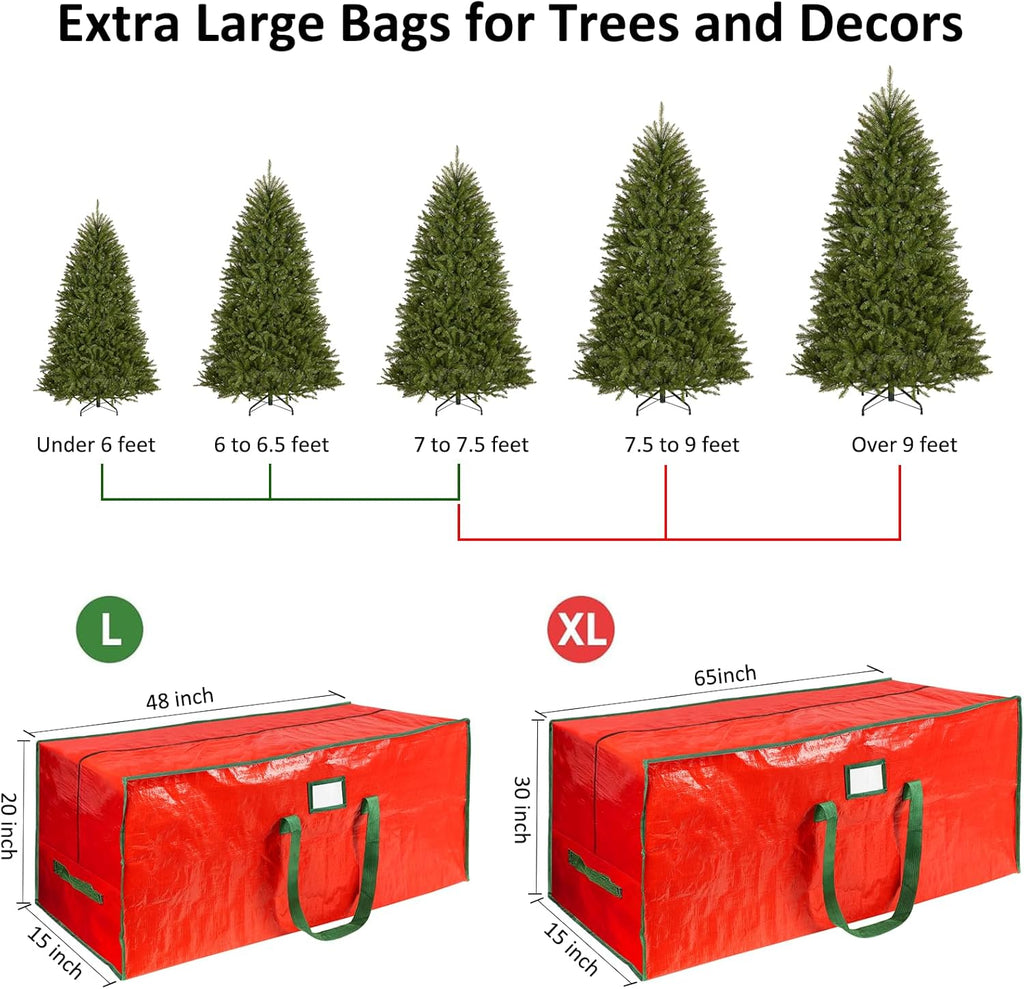 FUCDTEFC 9 Ft Christmas Tree Storage Bag, Large Heavy Duty Artificial Tree Bag with Reinforced Handles and Dual Zippers, Extra Large Waterproof Durable Storage Container for Xmas Trees (Red)