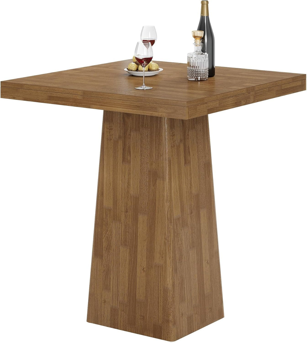 Tribesigns 39.4" H Square Bar Table, Industrial High Top Pub Cocktail Table, Wooden Home Bar Unit for Bistro, Kitchen, Dining Room, Coffee, Small Space (Table Only)