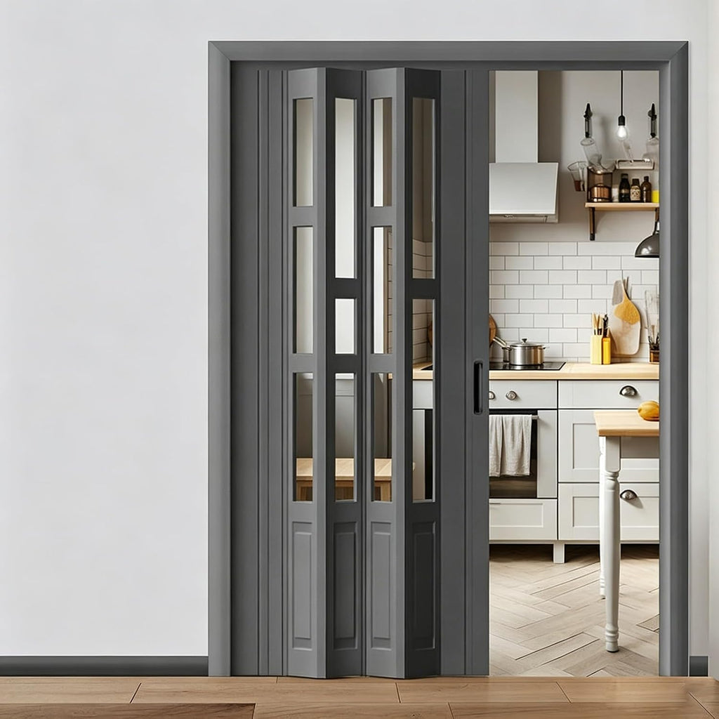 PVC Accordion Door for Room Divider, Interior Folding Door(WxH 52x80in/132x203in)
