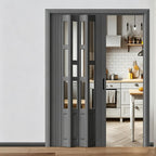 PVC Accordion Door for Room Divider, Interior Folding Door(WxH 52x80in/132x203in)