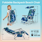 Suteck Zero Gravity Beach Chair with Canopy, Backpack Beach Chairs for Adults, Lightweight Adjustable Reclining Beach Chair with Shade, Folding Lay Flat Chair for Beach Poolside Outdoor