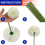 YOOHUA 12PCS Artificial Chrysanthemums Flowers Patriotic Flower, 4th of July Fake Mums Flowers Silk for Home Decor Indoor Memorial Day Table Centerpiece (12, Red, White, Blue)