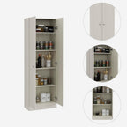 Multistorage Pantry Cabinet, 5 Shelves, Double Door & Beige Finish for Kitchen & Home Organization