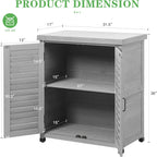 Outdoor Potting Bench with Storage Cabinet and Metal Top, Wood Workstation for Outdoor Patio, Garden (Light Grey, 31x17x36‘’)