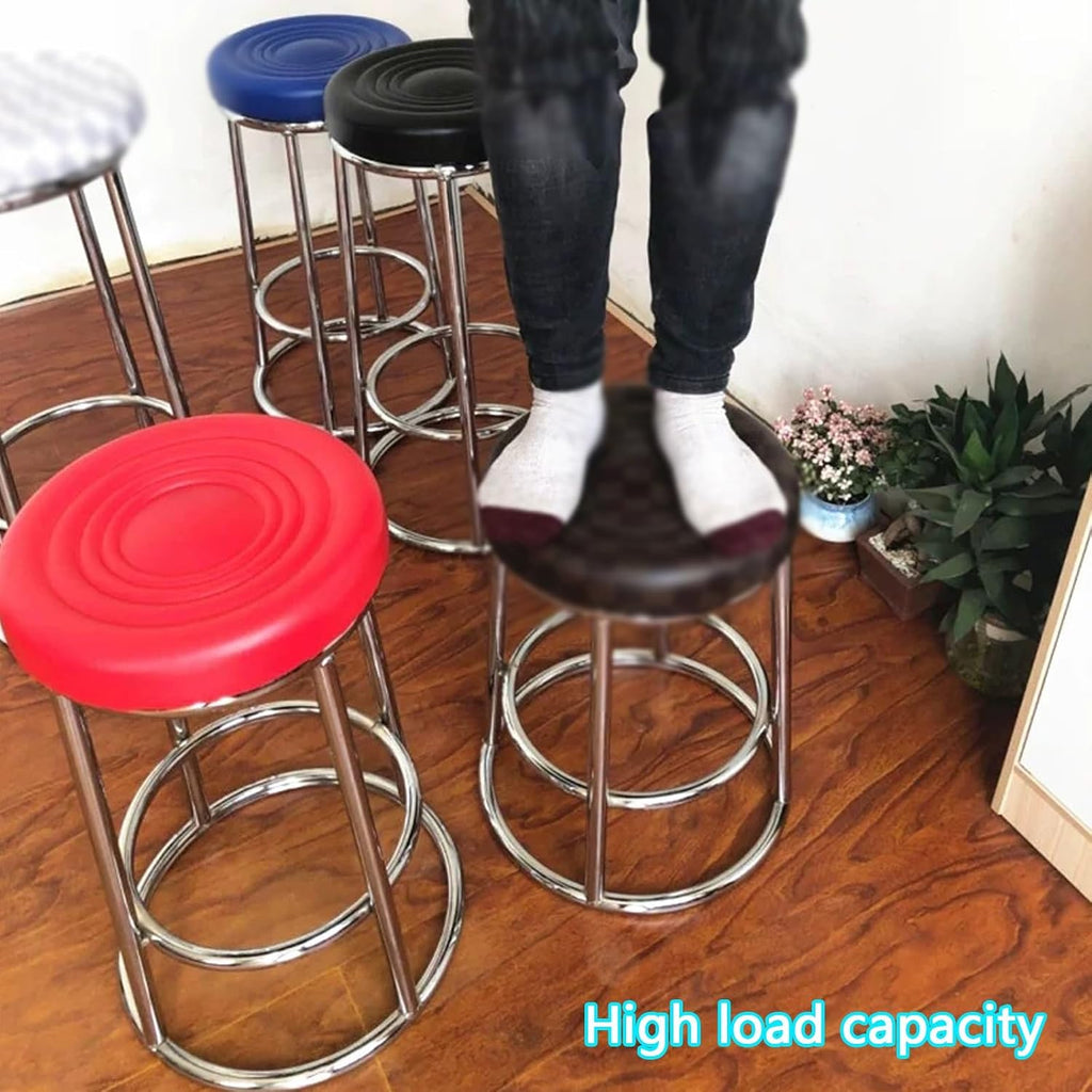 Backless Kitchen Stool, Stable Reinforced Frame Bar Stool, Office Three-Ring High Chair, for Patio, Picnic, Kitchen, Dining(Orange,63cm)