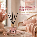 Airkeep Reed Diffuser Set with Refill & 8 Reed Sticks, 6.96 fl oz Pink Sands Home Fragrance, Long Lasting Aromatherapy Diffuser for Bedroom, Bathroom & Living Room