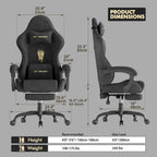 Gaming Chair with Footrest Massage Lumbar Cushion, Velvet Fabric Ergonomic Computer Office Chair, High Back Adjustable Recliner for Adults, Racing Style Video Gaming Chairs, for Home Streaming, Black