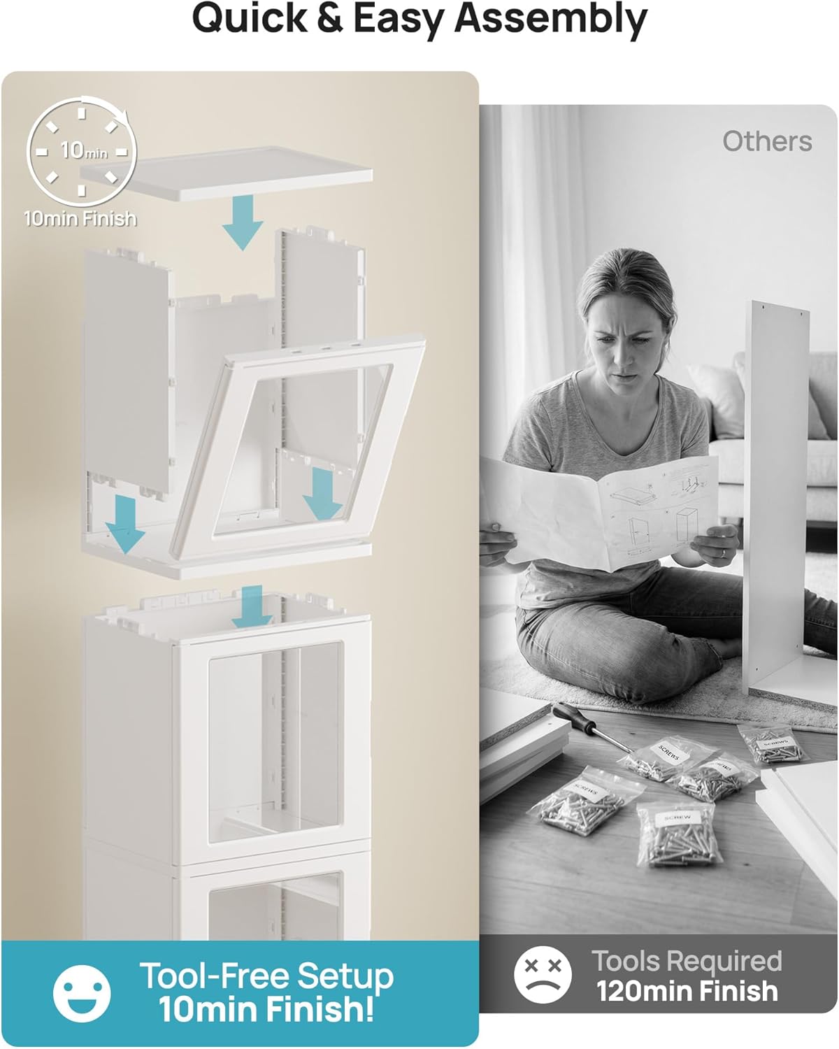 Vtopmart 63.2" Tall Slim Bathroom Storage Cabinet with 4 Adjustable Shelves and 4 Doors, Freestanding Narrow Cabinets Organizer with Wheels and Anti-tip for Laundry, Kitchen, Pantry, White