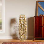Ceramic Vase Large Floor Vase Handmade Ceramic Flower Holder Hand Carved Sophisticated Vessel for Decorative Branches and Dried Flowers 24 Inches Gold