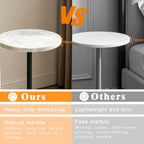 COVLON Nature Marble Drink Table, Pedestal Table, Small Round Side Table, Martini Table for Living Room, Bathroom, Small Space, Black 1
