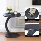 C-Shaped Solid Wood Round End Table - Side Table for Couch, Sofa Tables Slide Under Couch for Living Room, Small Nightstand for Small Space, Black