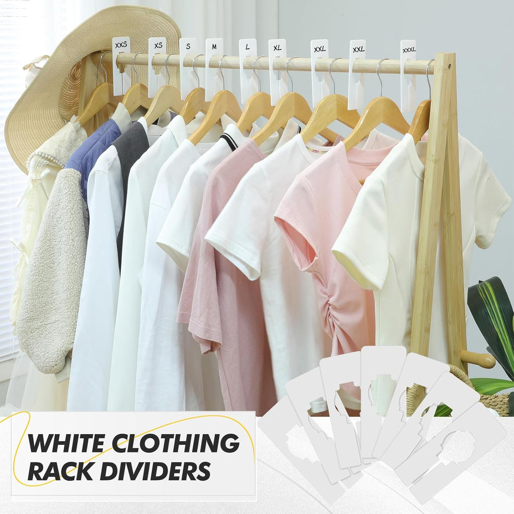 Blulu 25 Pack Closet Rack Dividers Rectangular with Marker Pen White Clothing Hanger Dividers Writable and Reusable for Sorting Clothing Size, Color