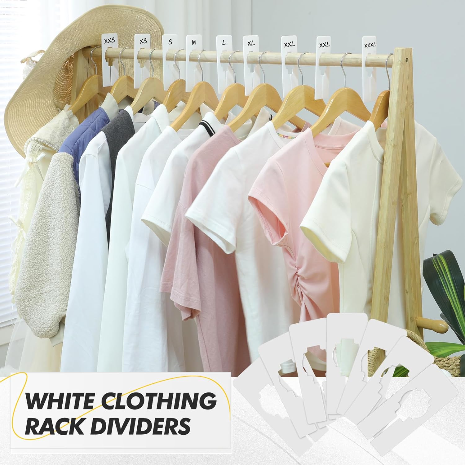 Blulu 25 Pack Closet Rack Dividers Rectangular with Marker Pen White Clothing Hanger Dividers Writable and Reusable for Sorting Clothing Size, Color