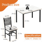 AWQM 3 Piece Dining Table Set for 2, Small Kitchen Dining Table with Upholstered Chairs, Compact Dining Table Set for Small Spaces, Space for Dining Room, Living Room, Apartment (White+Gray)