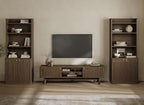 SICOTAS 70" Long TV Stand for Living Room, Modern TV Stand Entertainment Center with 2 Storage Cabinets, Mid Century Fluted-Door Media Console Table for 50/60/70/80 Inch TV, Coffee Oak