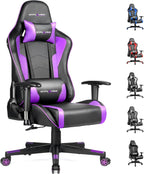 GTPLAYER Gaming Chair with Speakers,Video Game Chair Bluetooth Music with Lumbar Support, Ergonomic Comfortable Office Computer Chair for Adults, Adjustable Reclining Chair, 360° Swivel, Light Purple