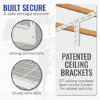 SafeRacks 4 ft x 8 ft Overhead Storage Rack Adjustable 24 in - 45in Height (White) With Accessory Pack With 5-Piece Hook Accessory Pack