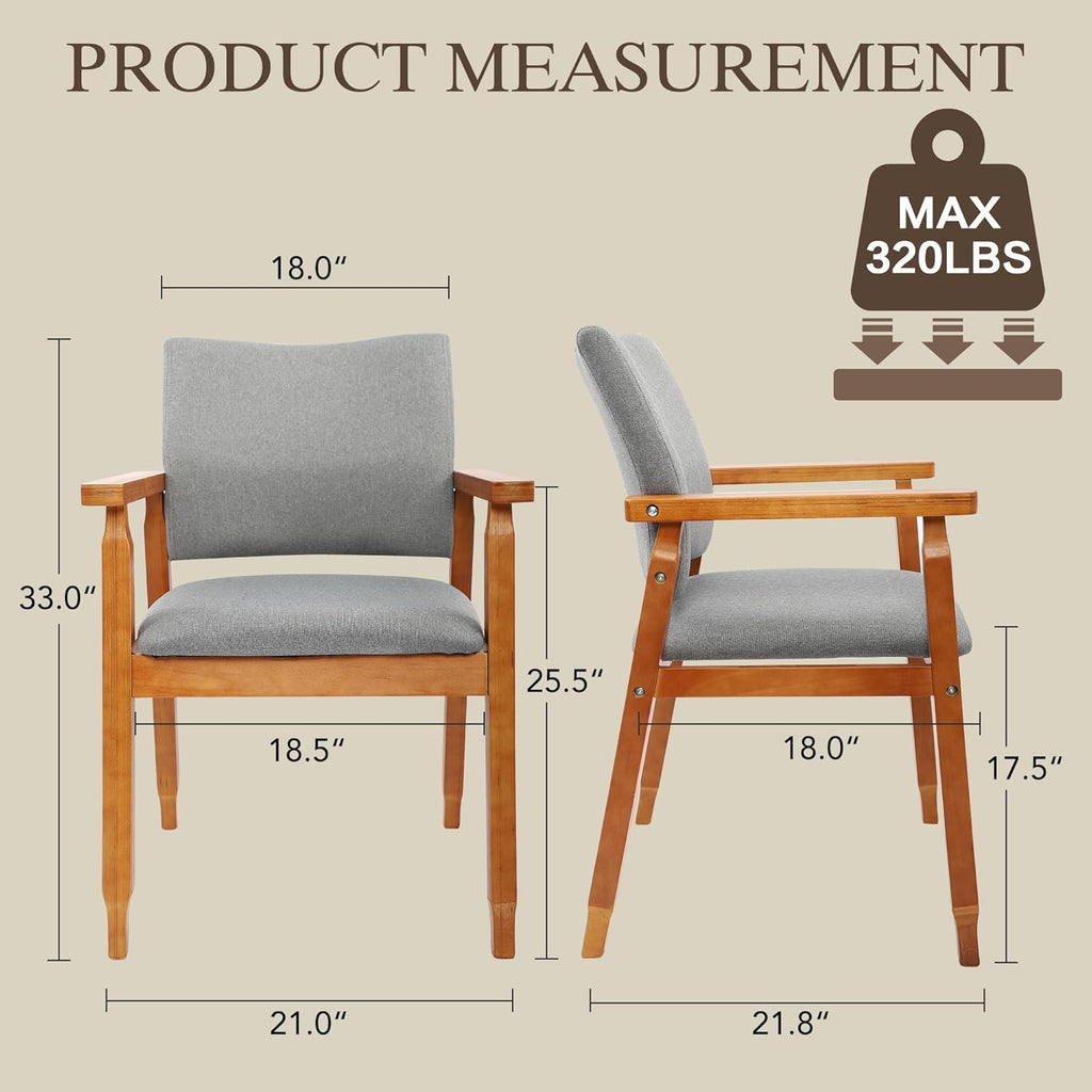GOTMINSI Mid-Century Modern Linen Dining Chair with Arms, Solid Wood Frame, 320 lbs Weight Capacity, Upholstered Accent Chair for Kitchen Dining Room Living Room (Grey,1pc)