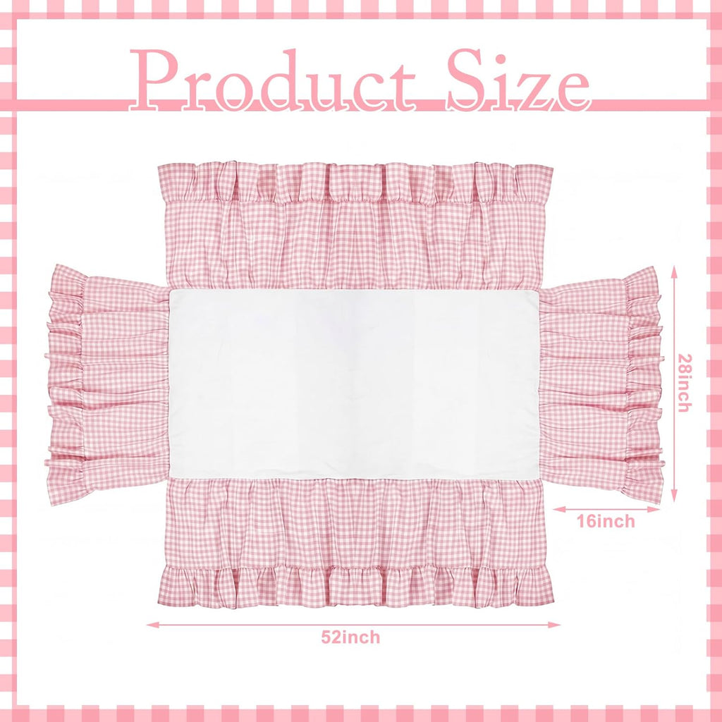 Gingham Crib Skirt Dust Ruffle 52 x 28 Inch 100% Washed Cotton Ruffle Plaid Baby Crib Bed Skirt Soft Farmhouse for Boys & Girls Nursery Bedding Decor, Fits Standard Cribs(Pink)