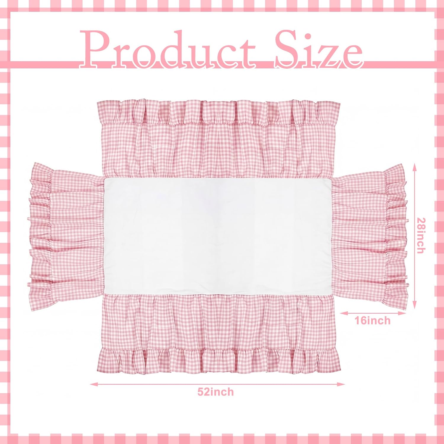 Gingham Crib Skirt Dust Ruffle 52 x 28 Inch 100% Washed Cotton Ruffle Plaid Baby Crib Bed Skirt Soft Farmhouse for Boys & Girls Nursery Bedding Decor, Fits Standard Cribs(Pink)