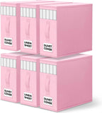 WOWBOX Sheet Organizers and Storage,Closet Bed Sheet Organizer Under Bed Storage and Organization with Label Cards & Clear Window for Bedding Sheets,Duvet Covers,Blankets (6 Pack，Pink)