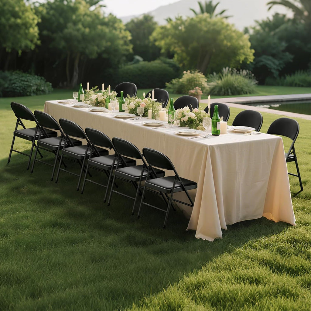 6 Pack Black Folding Chairs with Padded Cushion for Outside, Portable Stackable Commercial Metal Foldable Chairs with Steel Frame for Party Home Events Office Wedding
