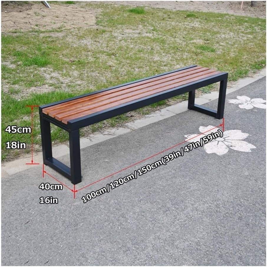 Outdoor Bench, Outdoor Garden Bench Bronze Garden Seat Outdoor Backless Benches Park Solid Wood Bench 400kg Load Capacity Garden Bench(Small)