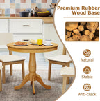 Round Dining Table, 32" D X 30" H Wooden Kitchen Table with Pedestal Base, Traditional Bistro Table for 2 to 4 People, Leisure Coffee Table for Home, Bar, Restaurant, Natural