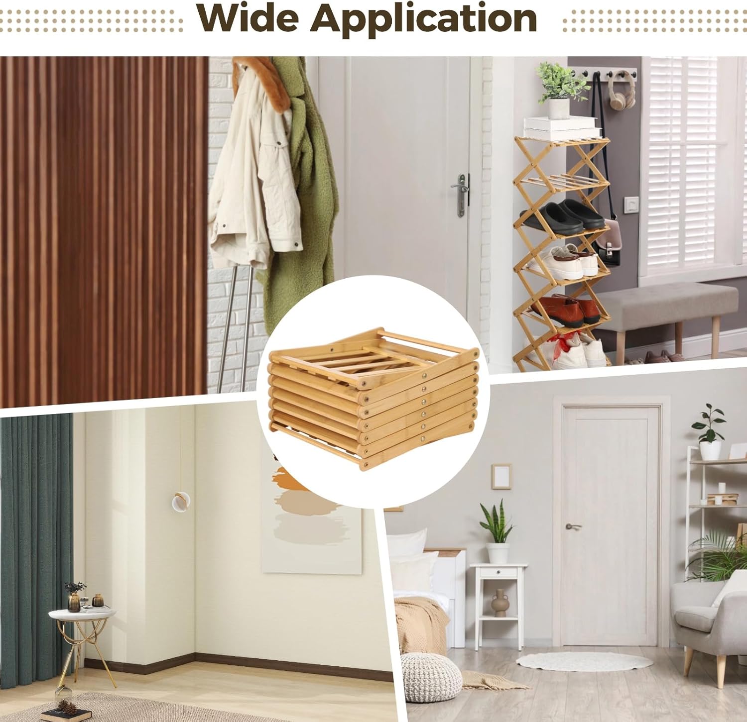 7 Tier Wooden Vertical Shoe Rack, Folding Narrow Shoe Organizer, Standing Portable Storage Shelf for Entryway, Bedroom, Small Spaces, No Installation, Space-Saving Design