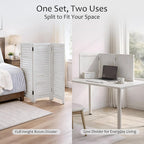 Wooden White Partition Panel Set, Modern Decorative Privacy Divider for Indoor Entryway, Bedroom, Apartment