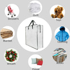 5 Pack Moving Bags, Wreath Storage Bag, Garland Container, Clear Storage Bags with Handles and Zippers Moving Bag for College Carrying, Bedding, Toys Organizer, Under the Bed Storage
