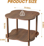 Wood End Side Table with Storage Shelf, 2-Tier Flower Shaped Coffee Table for Living Room, Walnut Sofa Tables, Modern Accent Side Tables for Couch, Farmhouse Nightstand for Bedroom, Small Spaces