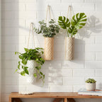 Ceramic Boho Wall Vases Set of 3, 7.9 Inch Modern Hanging Vase for Living Room Bedroom, Farmhouse Art Wall Decor Geometric Minimalist Hanging Flower Vase, Women