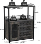 GAOMON Coffee Wine Bar Cabinet with Storage and Detachable Rack, Farmhouse Sideboard and Buffet Cabinet with Glass Holder and Mesh Door, Liquor Coffee Bar Cupboard, Dark Wood