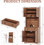 IDEALHOUSE 71" Pantry Cabinet with Charging Station, Tall Kitchen Pantry Storage Cabinet with Microwave Stand, Large Farmhouse Kitchen Hutch with Cabinet Doors & Drawer for Living Room, Dining Room