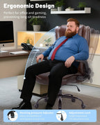 600LBS Large Heavy Duty Office Chair, Big and Tall Office Chair for Heavy People, Executive Desk Chair with Lumbar Support, Computer Desk Chairs with Flip Up Arm