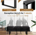 Giantex Waiting Room Bench, Faux Leather Office Guest Chair with 3 Seats, 660 Lbs Capacity, Metal Frame, Reception Chair, Upholstered Bench for Lobby, Conference Room, Entryway, Dining Room (Black)