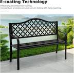 Outdoor Bench 50 in Metal Garden Bench 550 lbs Park Patio Yard Porch Bench