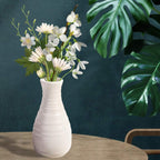 Unbreakable Vase for Flowers, Ceramic Look Plastic Vase for Home Decor, Living Room, Table (Seashell White)