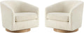 CHITA Swivel Accent Chair Set of 2, Fully Assembled Fabric Barrel Armchair with FSC Certified Upholstered for Living Room, Bedroom and Office, Cream