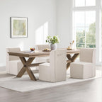 Upholstered Dining Chairs Set of 2, Modern Linen Fabric Dining Room Chairs with Mid Backrest and Padded Seat Cushion, Accent Armless Kitchen Side Chairs for Dining Room, Living Room, Reading Room