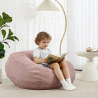 2.5FT Bean Bag Chair with Memory Foam Filling, Pink | Corduroy Fluffy Beanbag Chair for Kids and Teens, Comfy Floor Chair for Living Room Bedroom